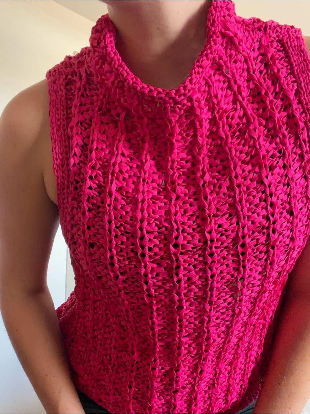 MOTH by Anthropologie Ribbon Tape Yarn Sleeveless Sweater